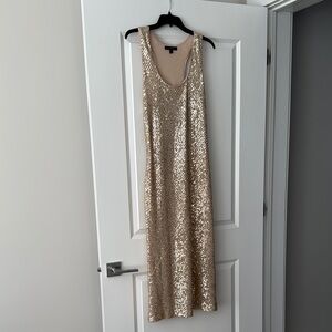 Gold Embellished Midi Dress for Cocktail Night Out
